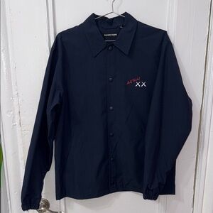 Uniqlo X Kaws+Warhol Men's Dark Blue Shirt Jacket with Red Embroidery